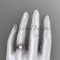 Flower wedding set 14k rose gold pearl engagement ring AP377S