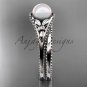 Flower wedding set platinum pearl engagement ring AP377S