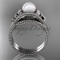 Flower wedding set platinum pearl engagement ring AP377S