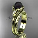 Flower ring yellow  tahitian black pearl bridal set ABP377S