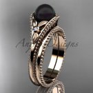 Flower ring rose tahitian black pearl bridal set ABP377S