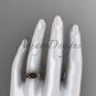 Flower ring rose tahitian black pearl bridal set ABP377S