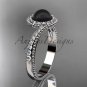Vintage Black Pearl Ring 14kt White Gold Diamond Engagement Ring ABP379