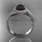 Vintage Black Pearl Ring 14kt White Gold Diamond Engagement Ring ABP379