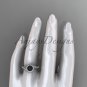 Vintage Black Pearl Ring 14kt White Gold Diamond Engagement Ring ABP379