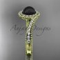 Vintage Black Pearl Ring 14kt yellow Gold Diamond Engagement Ring ABP379