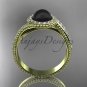Vintage Black Pearl Ring 14kt yellow Gold Diamond Engagement Ring ABP379