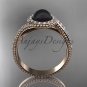 Vintage Black Pearl Ring 14kt rose Gold Diamond Engagement Ring ABP379