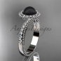 Vintage Black Pearl Ring platinum Diamond Engagement Ring ABP379