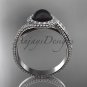 Vintage Black Pearl Ring platinum Diamond Engagement Ring ABP379