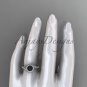 Vintage Black Pearl Ring platinum Diamond Engagement Ring ABP379