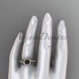 Antique Black Pearl Bridal Set 14kt rose Gold Diamond Engagement Ring ABP379S