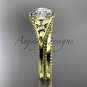Flower diamond bridal set 14k yellow gold unusual engagement ring ADLR377S