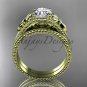 Flower diamond bridal set 14k yellow gold unusual engagement ring ADLR377S
