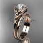 Flower diamond bridal set 14k rose gold unusual engagement ring ADLR377S