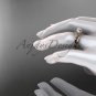 Flower diamond bridal set 14k rose gold unusual engagement ring ADLR377S