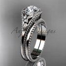 Flower diamond bridal set platinum unusual engagement ring ADLR377S