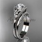Flower diamond bridal set platinum unusual engagement ring ADLR377S