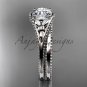 Flower diamond bridal set platinum unusual engagement ring ADLR377S