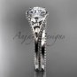 Flower moissanite bridal set 14k white gold unusual engagement ring ADLR377S