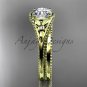 Flower moissanite bridal set 14k yellow  gold unusual engagement ring ADLR377S