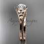 Flower moissanite bridal set 14k rose  gold unusual engagement ring ADLR377S