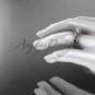 Flower moissanite bridal set 14k rose  gold unusual engagement ring ADLR377S