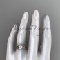 Flower moissanite bridal set 14k rose  gold unusual engagement ring ADLR377S