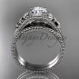 Flower moissanite bridal set platinum unusual engagement ring ADLR377S