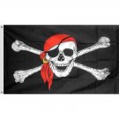 3X5 SUPER POLYESTER RED BANDANA PIRATE FLAG INDOOR OUTDOOR Sku : 7172