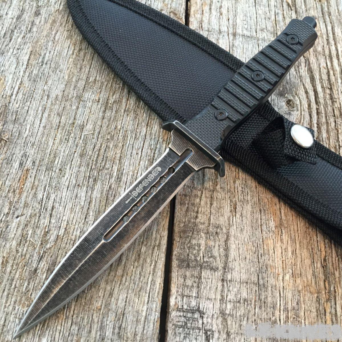 9.25" DEFENDER STAINLESS STEEL HUNTING KNIFE WITH STONE WASHED BLADE