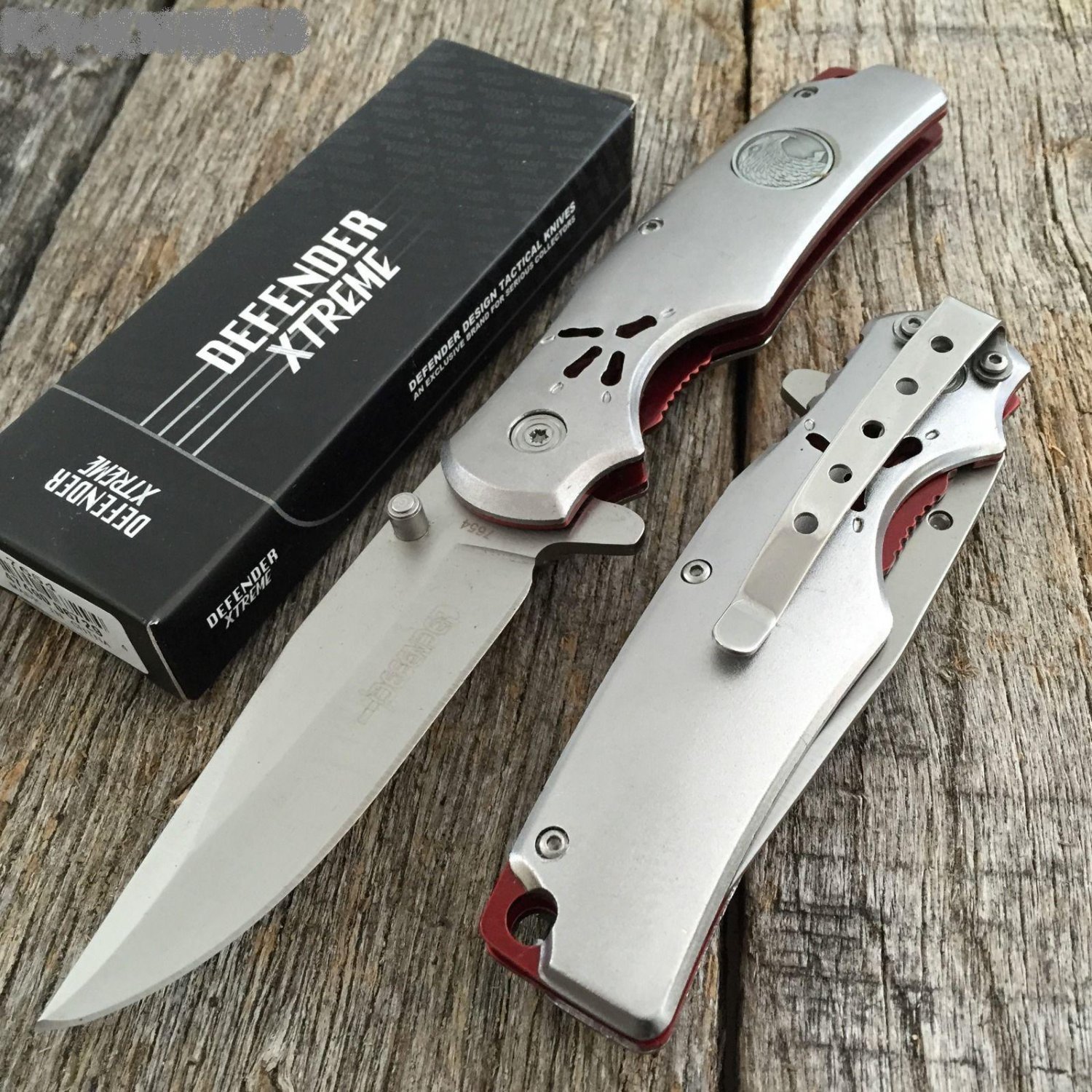 7.5" SILVER EAGLE FOLDING KNIFE WITH BELT CLIP Sku 7654