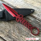 8" Defender Red Skull Knife with Sheath SKU:8208