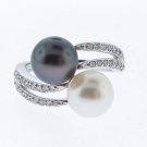 Tahitian and Freshwater Pearl Ring with Diamonds, Retail $1765