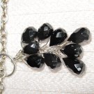 Black Onyx 9 bead cluster on silver cable necklace