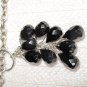 Black Onyx 9 bead cluster on silver cable necklace