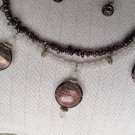 Rose Quartz & Garnet necklace featuring 3 Garnet Gold Foil Beads