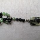 Onyx, Peridot & Silver bead looping necklace