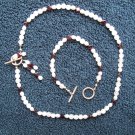 Faceted Garnet & Quartz necklace & bracelet with Silver clasps