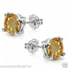1.50 Carat Genuine Citrine Platinum over .925 Sterling Silver Earrings - Yellow