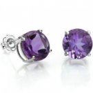 3.4 Carat TW (2 PCS) Amethyst Earrings Platinum over .925 Sterling Silver - New