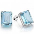 1.3 Carat Genuine Blue Topaz Earrings Platinum over .925 Sterling Silver - New