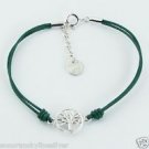Petite Sterling Silver 925 Stamped Leather Bracelet with Tree of Life Brand New