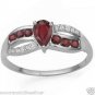 Genuine Ruby and Garnet Ring Size 8 Platinum over .925 Sterling Silver Brand New