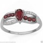 Genuine Ruby and Garnet Ring Size 8 Platinum over .925 Sterling Silver Brand New