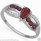 Genuine Ruby and Garnet Ring Size 7 Platinum over .925 Sterling Silver Brand New