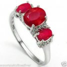 2.17 Carat Genuine Ruby Ring Size 6 Platinum over .925 Sterling Silver Brand New