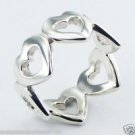Sterling Silver 925 Stamped Hearts Ring Size 8 Connected Heart Outlines New