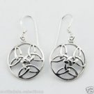 Sterling Silver .925 Stamped Round Celtic Design Dangle Earrings Brand New
