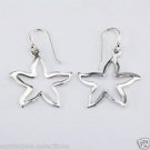 Sterling Silver .925 Stamped Floating Flower Silhouette Dangle Earrings - New